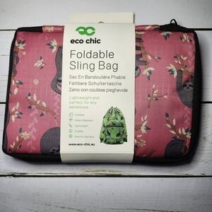 Eco Chic Foldable Sling Bag With Cute Sloths NWT